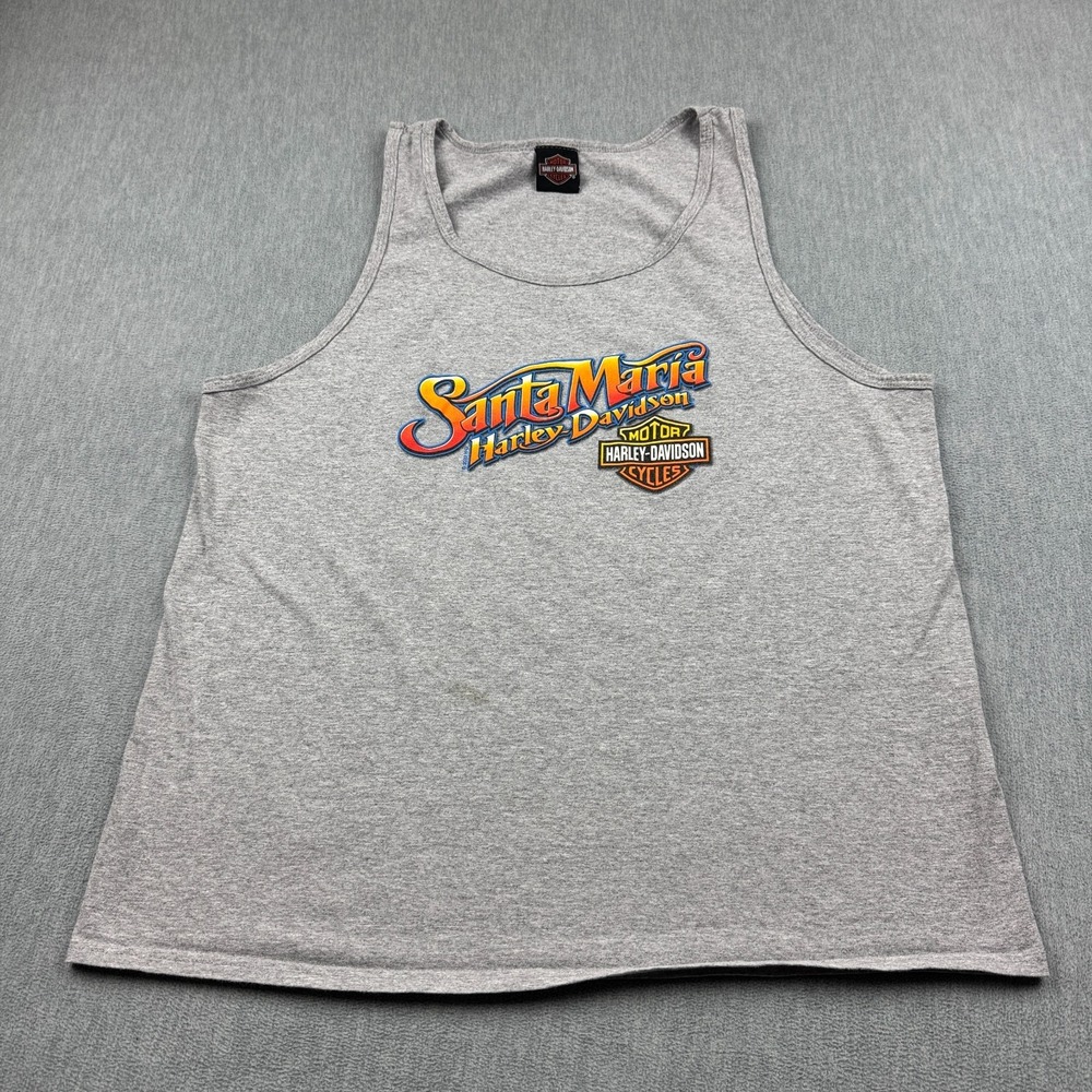 Harley Davidson Tank Top Men Large Gray Santa Maria Motorcycle Bikers Sleeveless